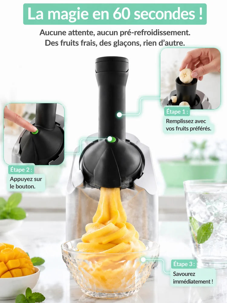 Fruizz™ | Il Fait Très Chaud... Rafraîchissez-Vous Avec une Glace Maison 100 % Naturelle en Seulement 60 Secondes !
